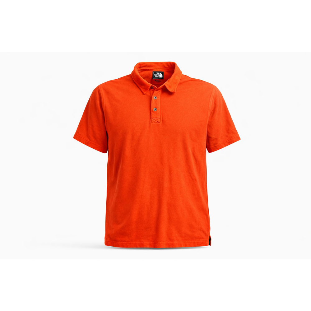 The North Face Men's Polo Shirt Red/Orange Short Sleeve Cotton Sz L